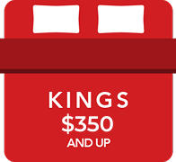 red iconography of king-size mattress and starting cost