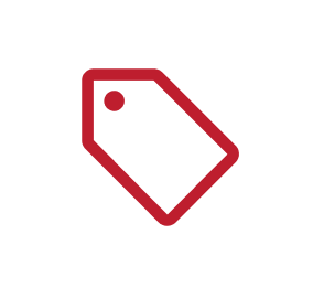 red iconography of a sales tag