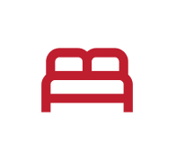 red iconography of bed